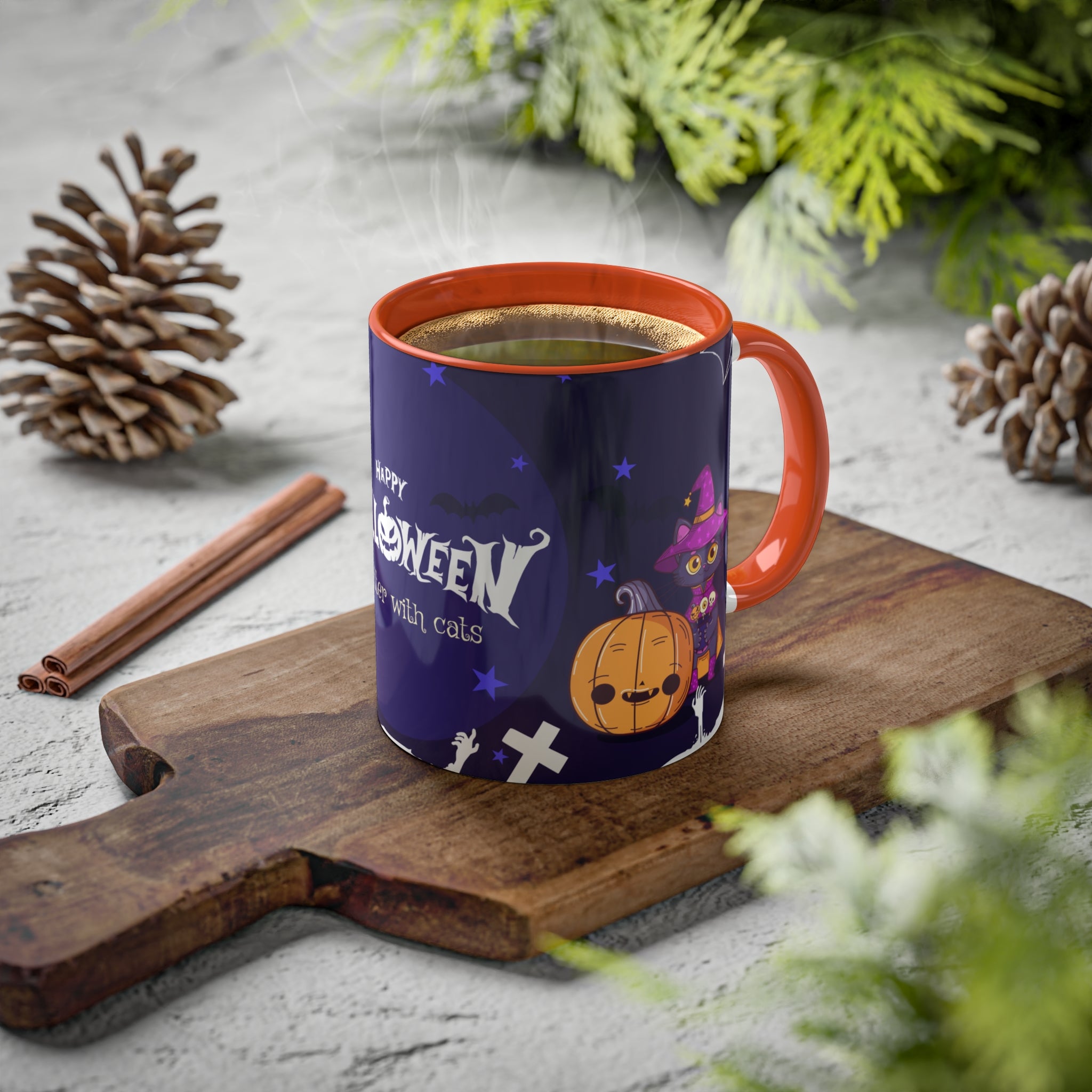 Happy Halloween with Witch's Cats | Colorful Mugs